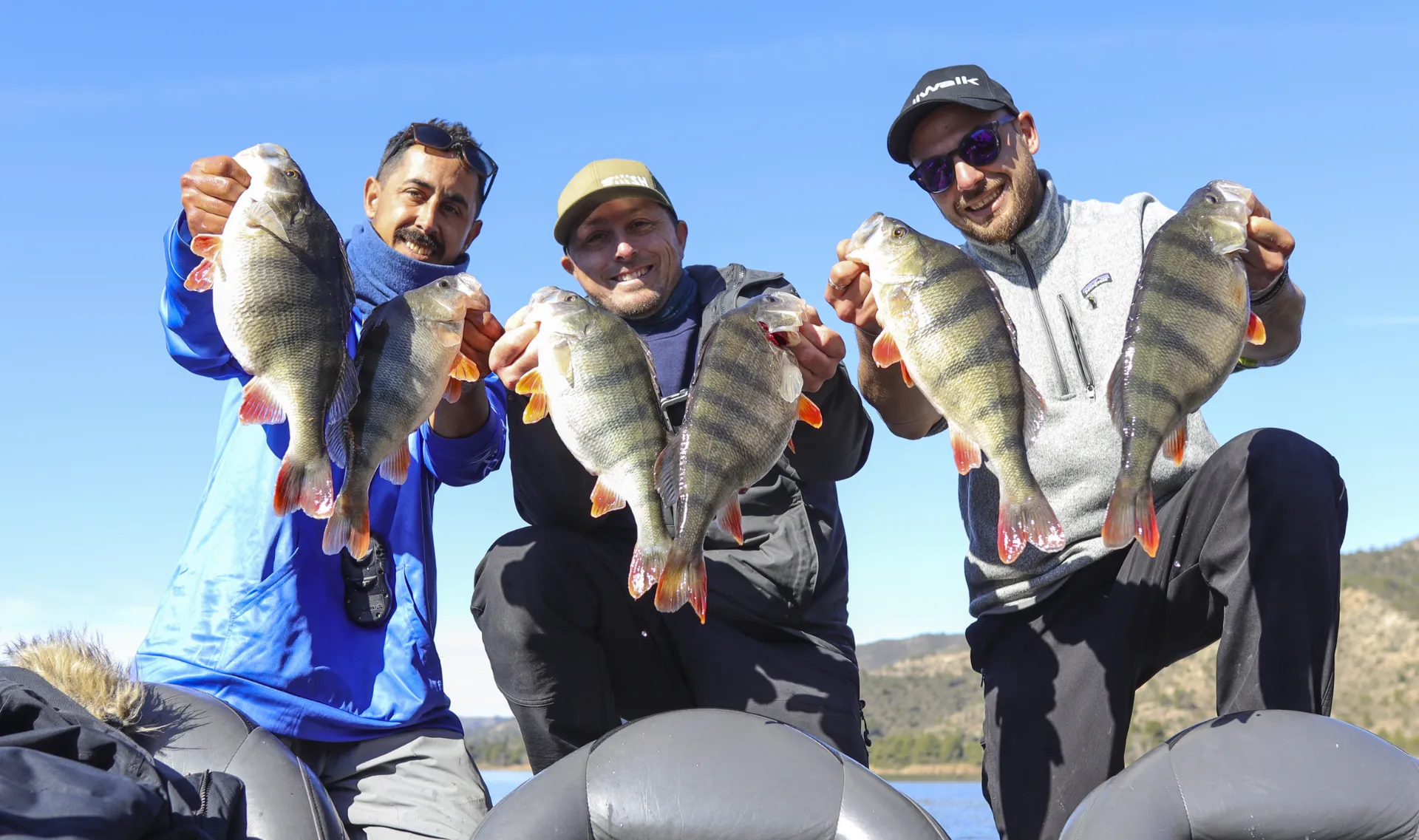 Angeln auf große Barsche fluviatilis im Fluss Ebro in Mequinenza - 24